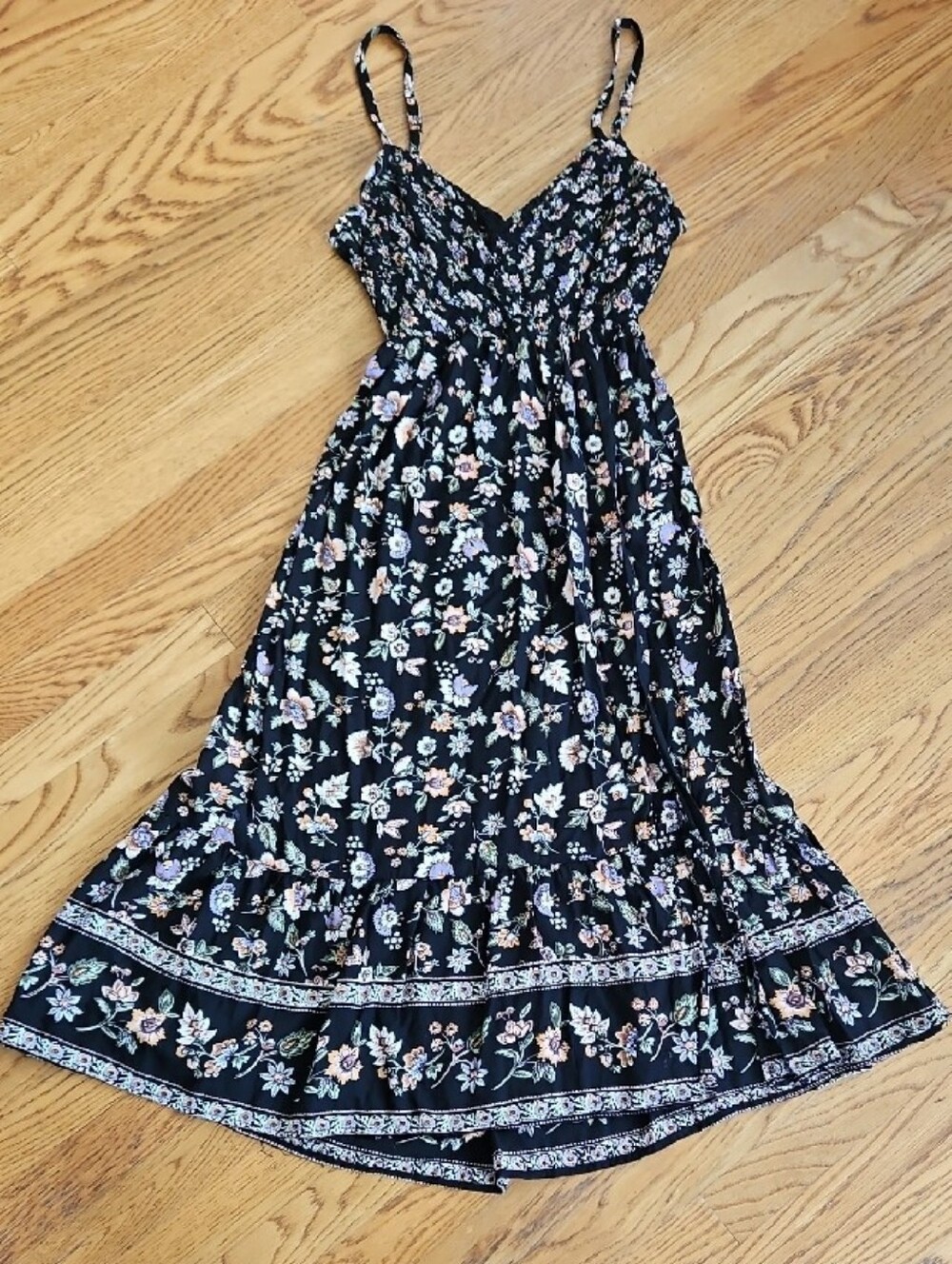 Black Floral Maxi Dress with Spaghetti Straps